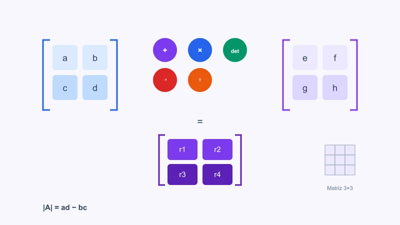 Calculadora de matrices suma resta multiplicación determinante inversa