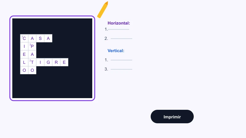 Generador de crucigramas personalizado para imprimir gratis